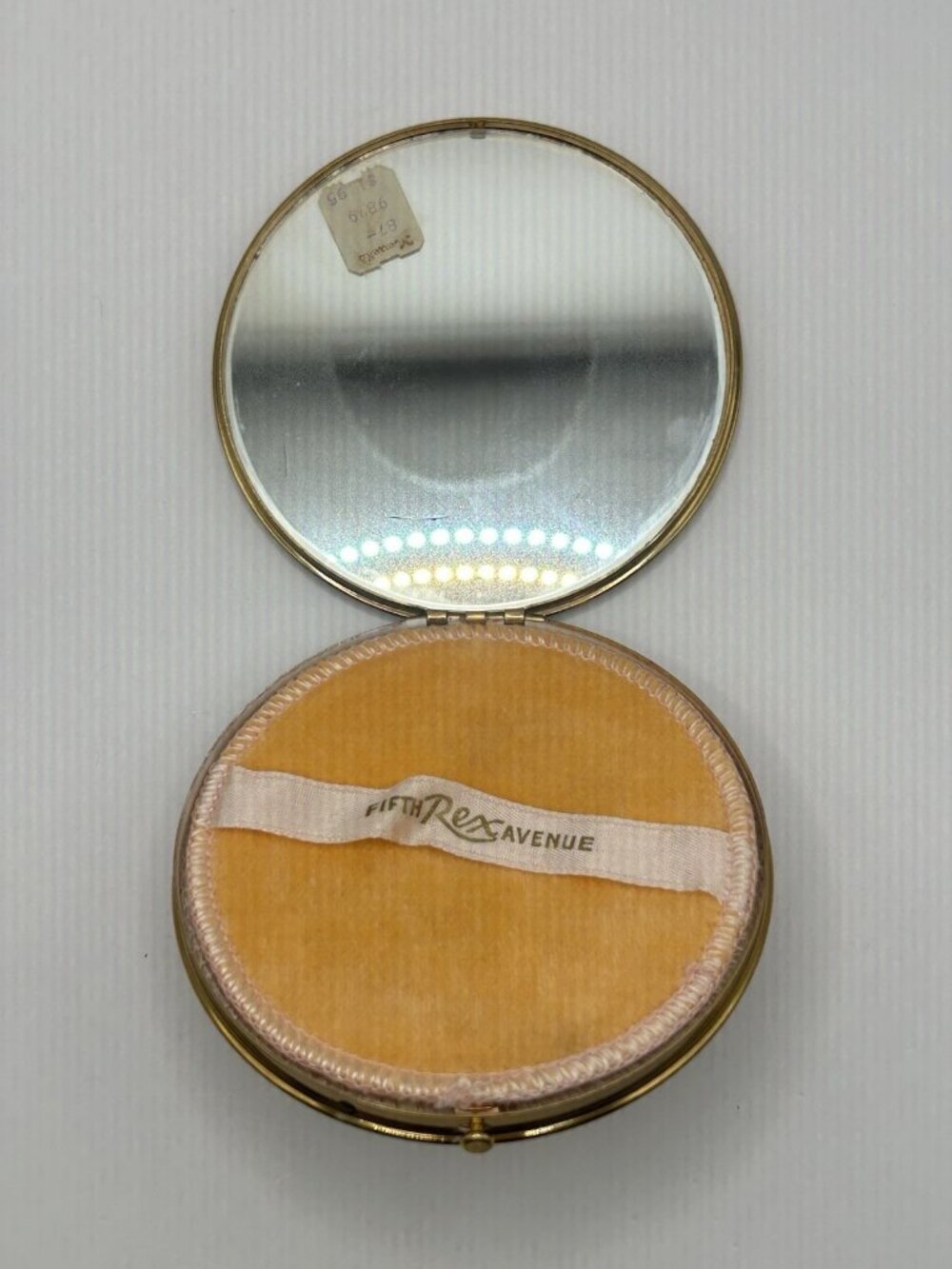 Vintage Powder Compact Rex Fifth Avenue Blue Enamel Gold 1940s Puff Flapjack - Picture 2 of 13